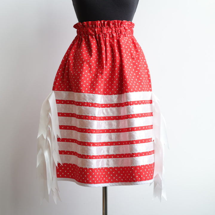 Vi's CREE-ations Red Floral Ribbon Skirt