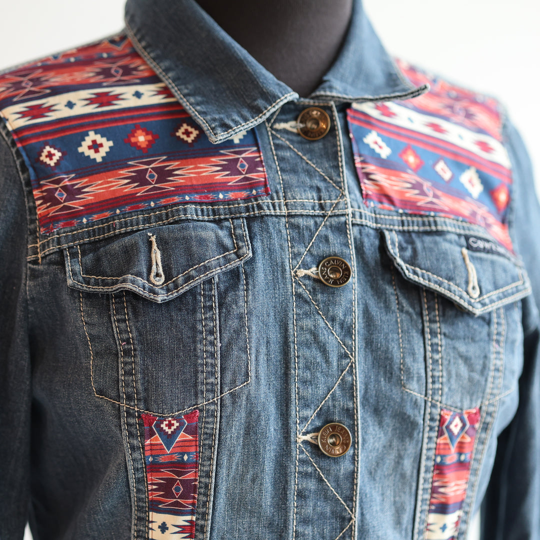 Phoenyx Design Burgundy Southwest Denim Jacket