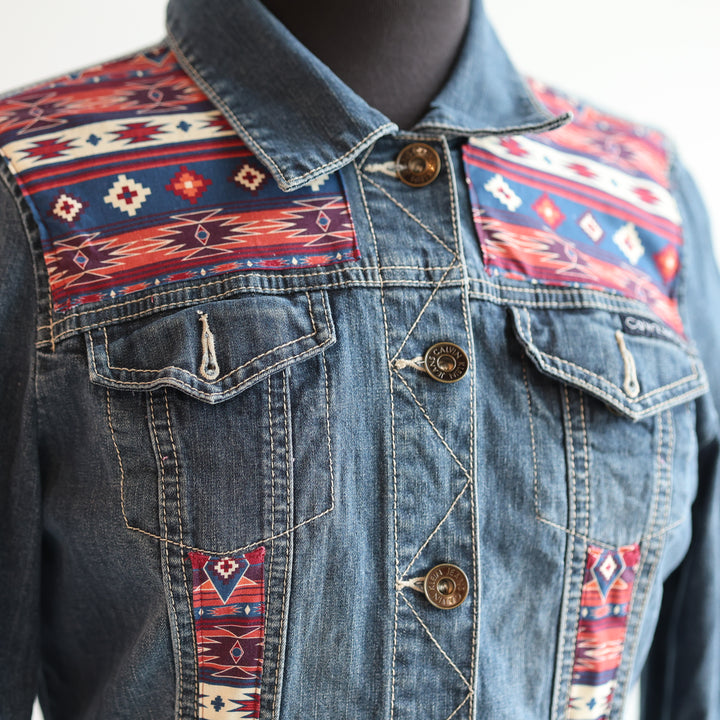 Phoenyx Design Burgundy Southwest Denim Jacket
