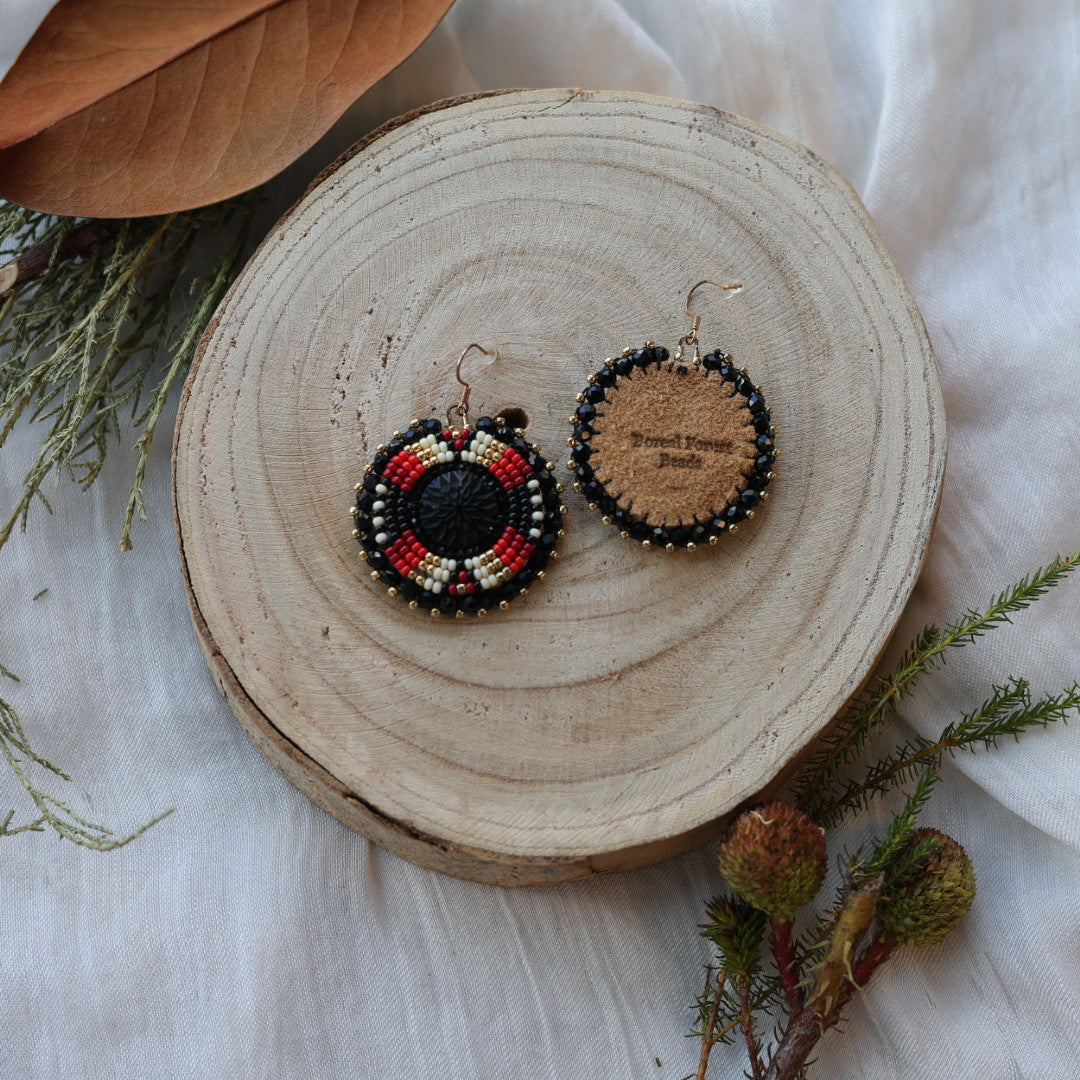 Boreal Forest Beads Beaded Round Earrings