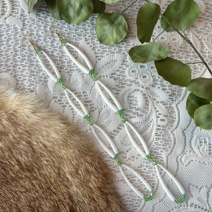 Prairie Sage Beadwork Dentalium Earrings