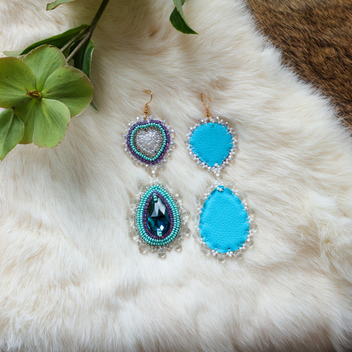 Mercedes G. Heart Aurora Double Drop Earrings