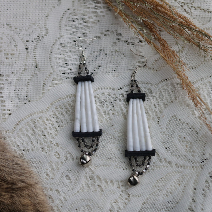 Prairie Sage Beadwork Moody Stacked Dentalium Earrings