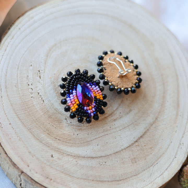 Boreal Forest Beads Gem Teardrop Beaded Earrings