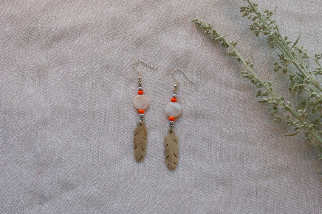 Helen H. Bone Feather Earrings Assorted