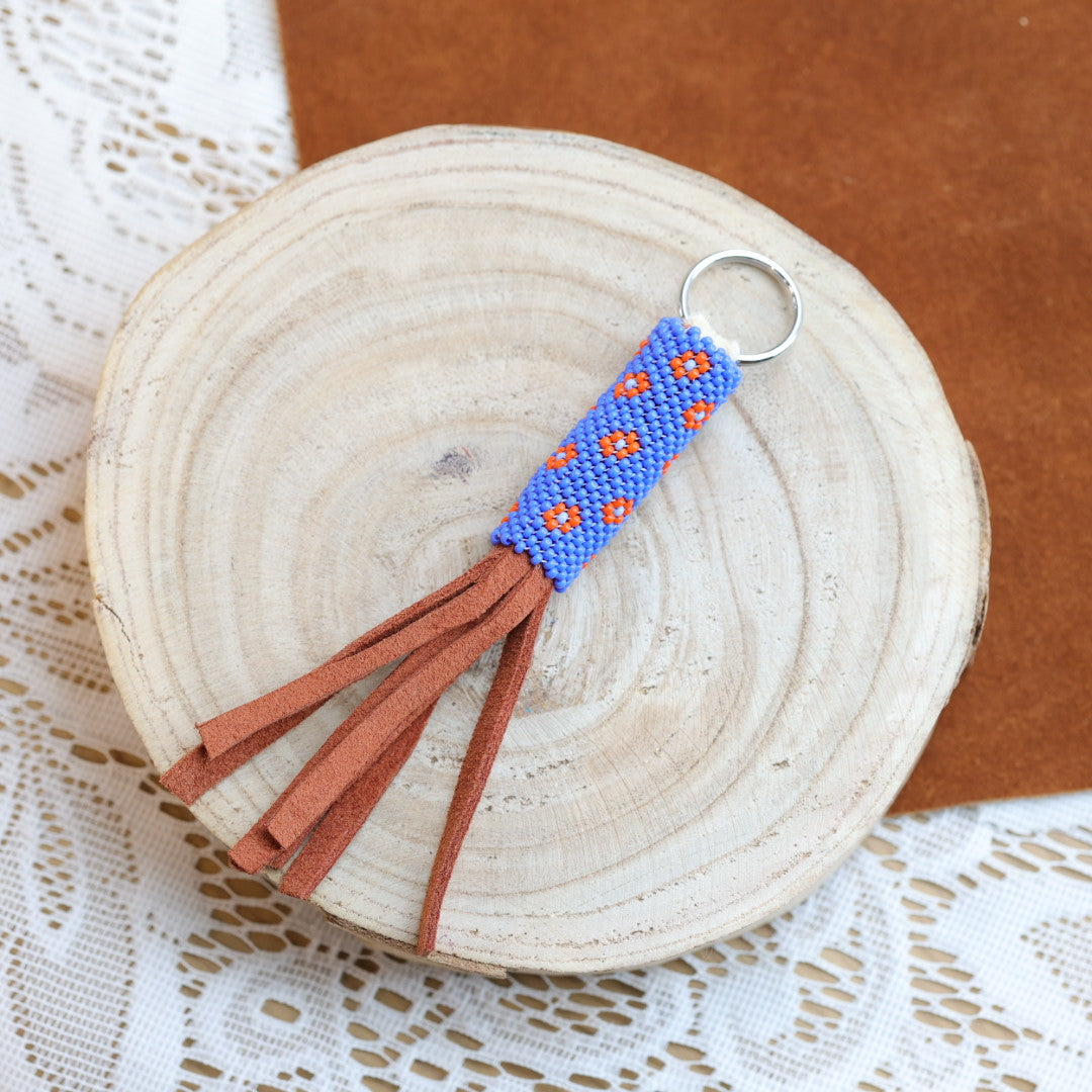 Jeannie A Daisy Peyote Stitch Beaded Fringe Keychains