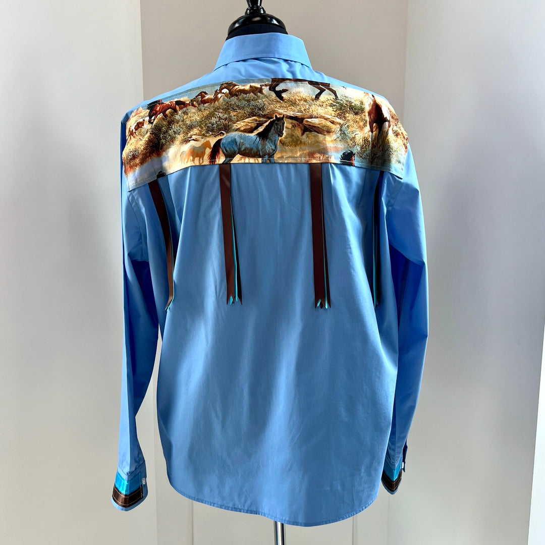 Vi's CREE-ations Horses Men's Ribbon Shirt