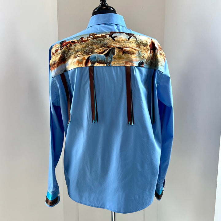 Vi's CREE-ations Horses Men's Ribbon Shirt