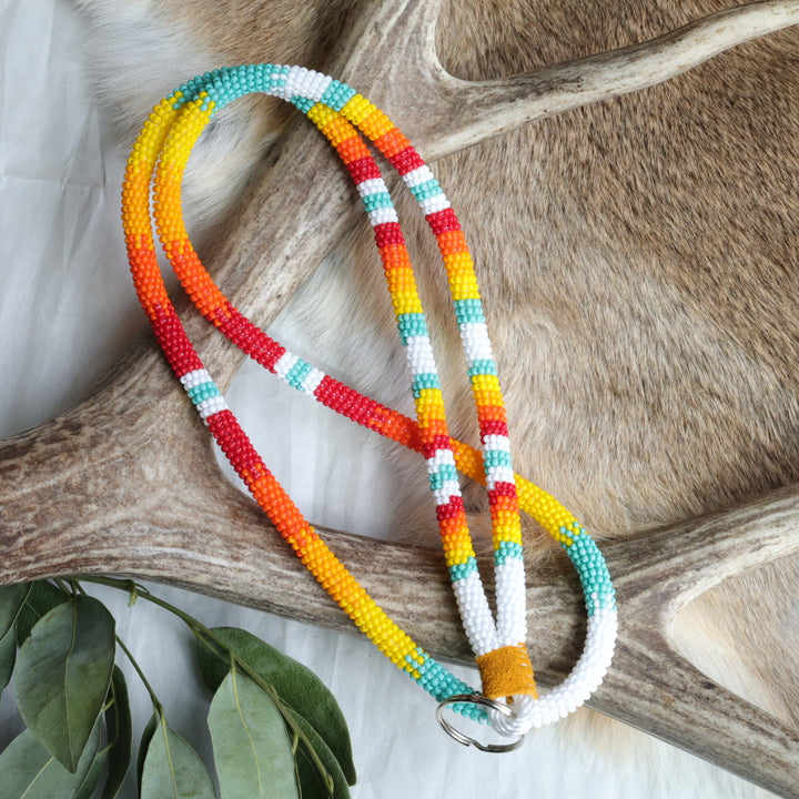 Keegan W. Striped Beaded Neck Lanyard