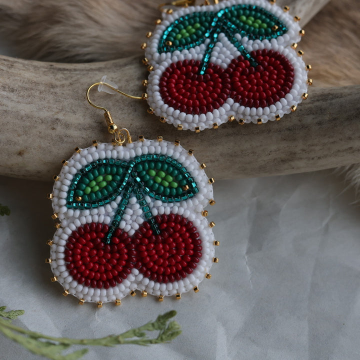 Keegan W. Beaded Cherry Earrings