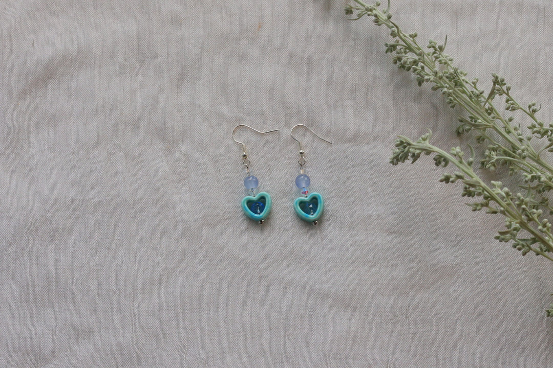 Helen H. Simple Heart Charm Earrings
