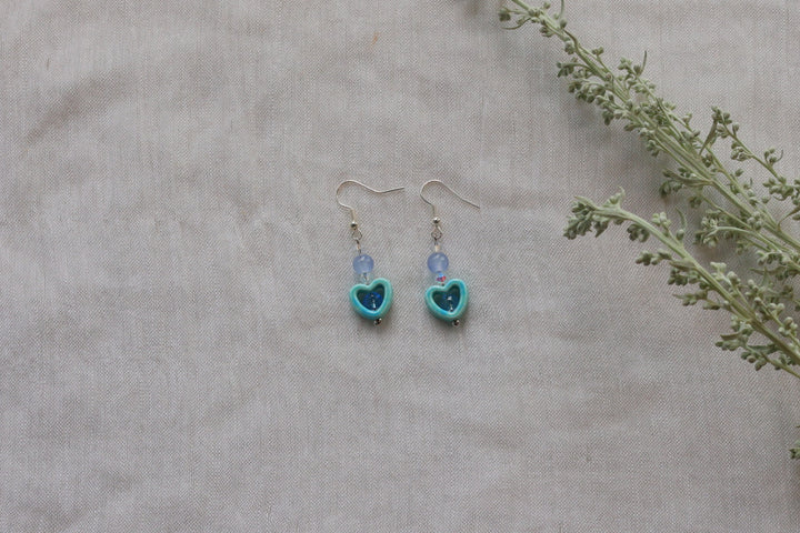 Helen H. Simple Heart Charm Earrings