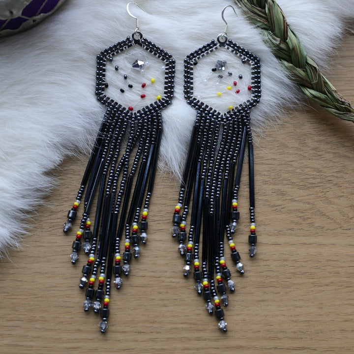 Clear Sky Woman Dreamcatcher Fringe Earrings