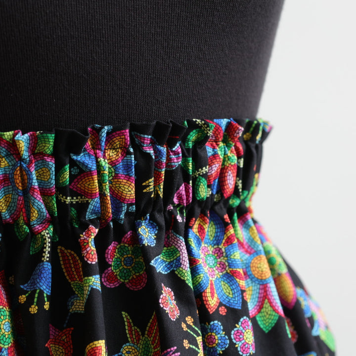 Phoenyx Designs Black Beaded Floral Ribbon Skirt
