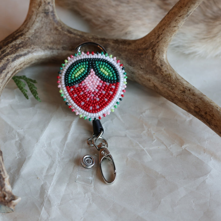 Keegan W. Strawberry Beaded Badge Reels