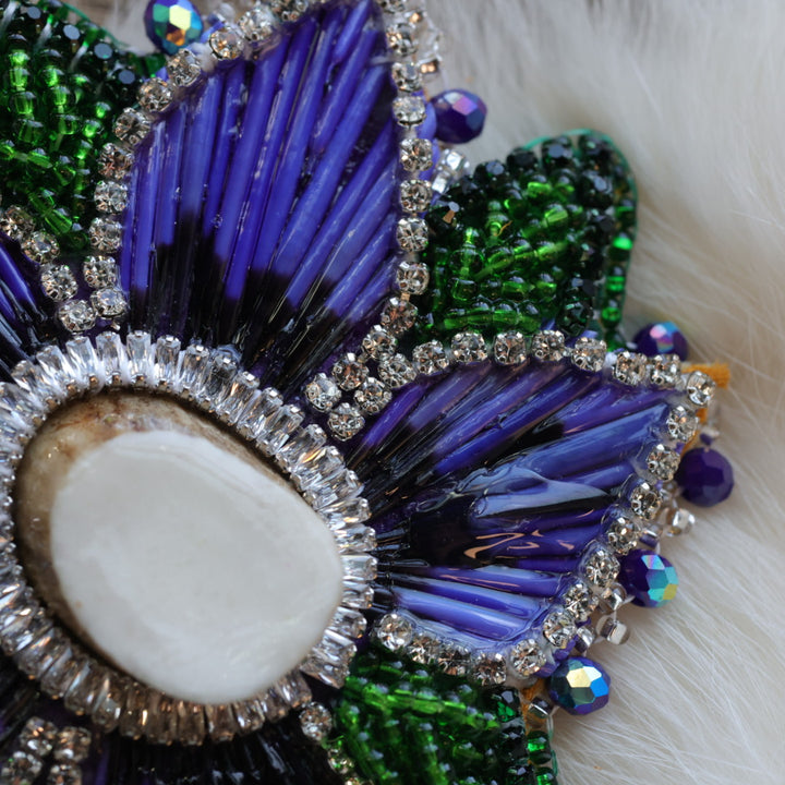 Pieces of Work By Mercedes Quill Floral Beaded Brooch