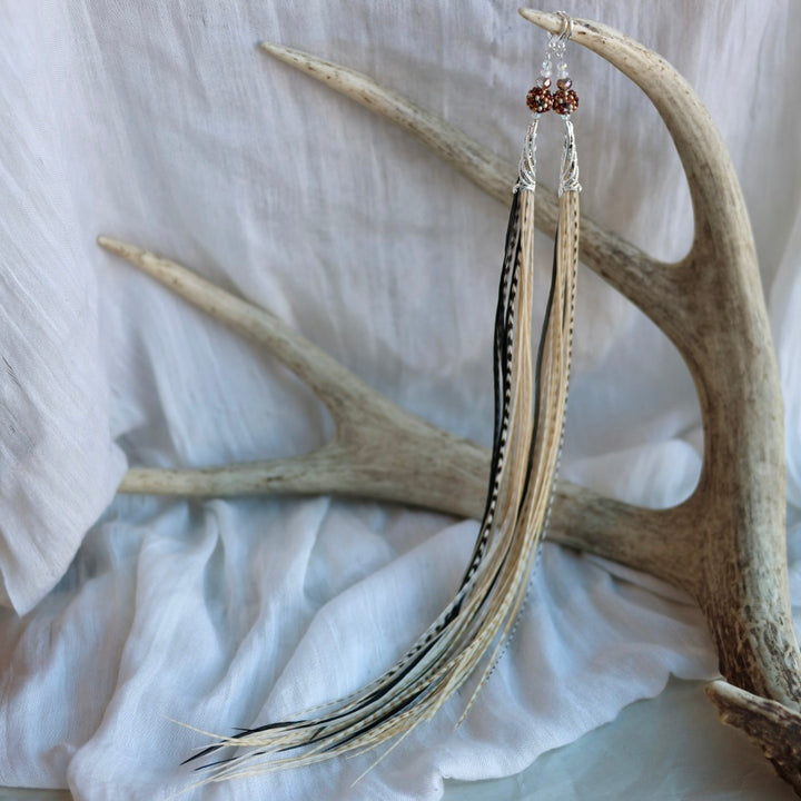 Beaded Blends Fly-Away Rooster Feather Earrings