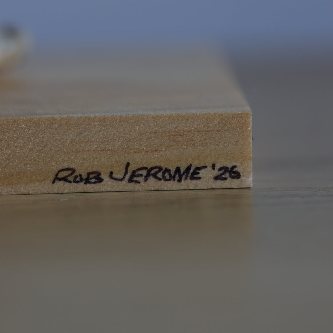 Rob Jerome Small Loon Antler Carving on Wooden Base