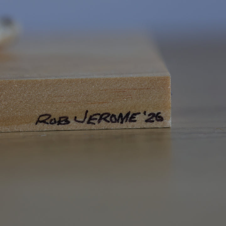 Rob Jerome Small Loon Antler Carving on Wooden Base