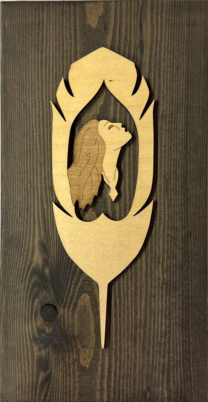 3R Innovative Imaging Feather Plaque on Refurbished Wood