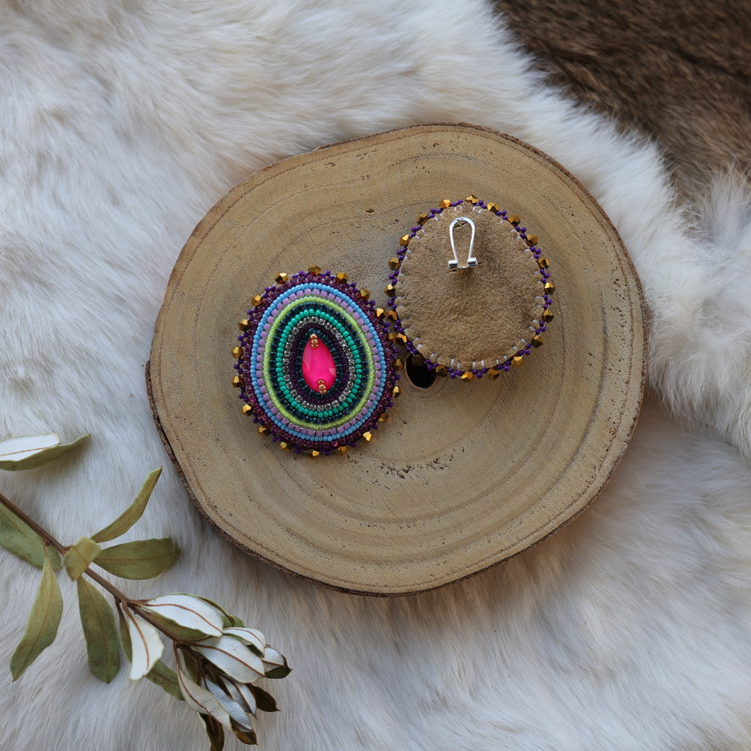 Mercedes G. Fluorescent Beaded Teardrop Earrings