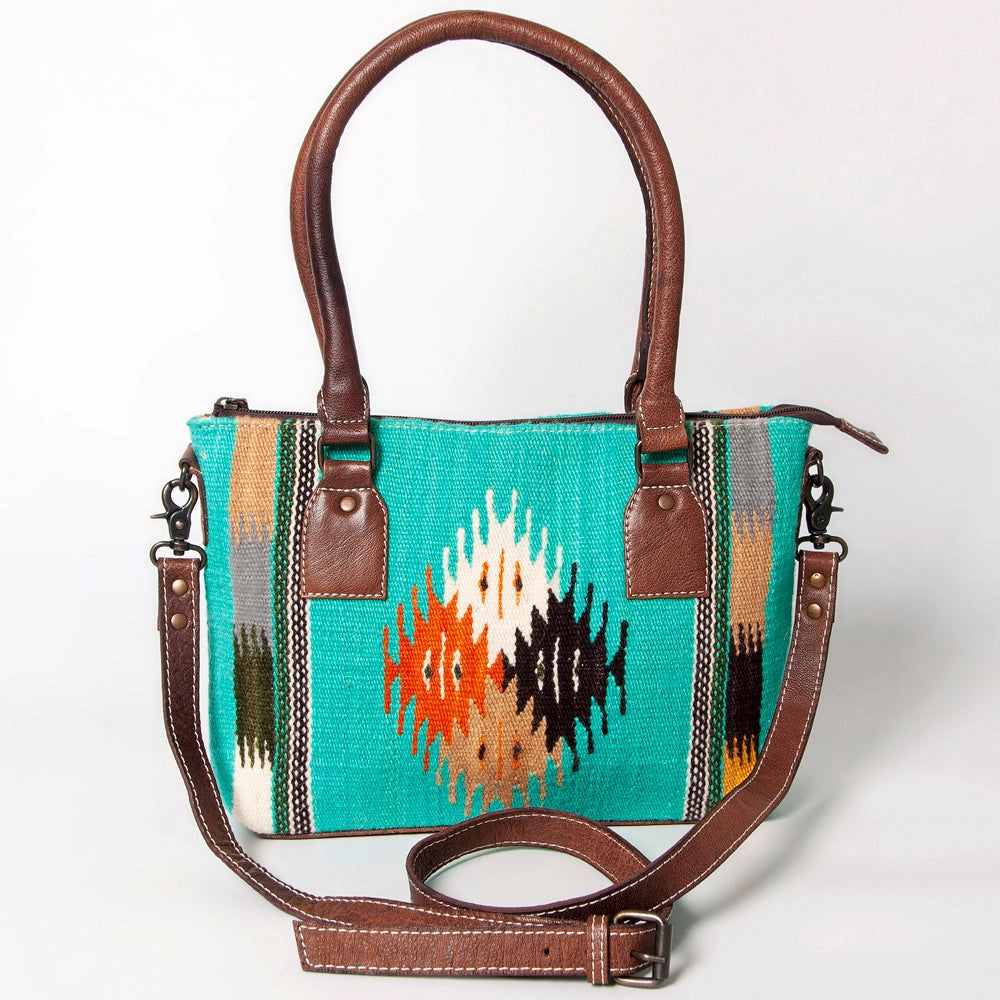 LS Western Turquoise Multi Diamond Saddle Blanket Crossbody Bag