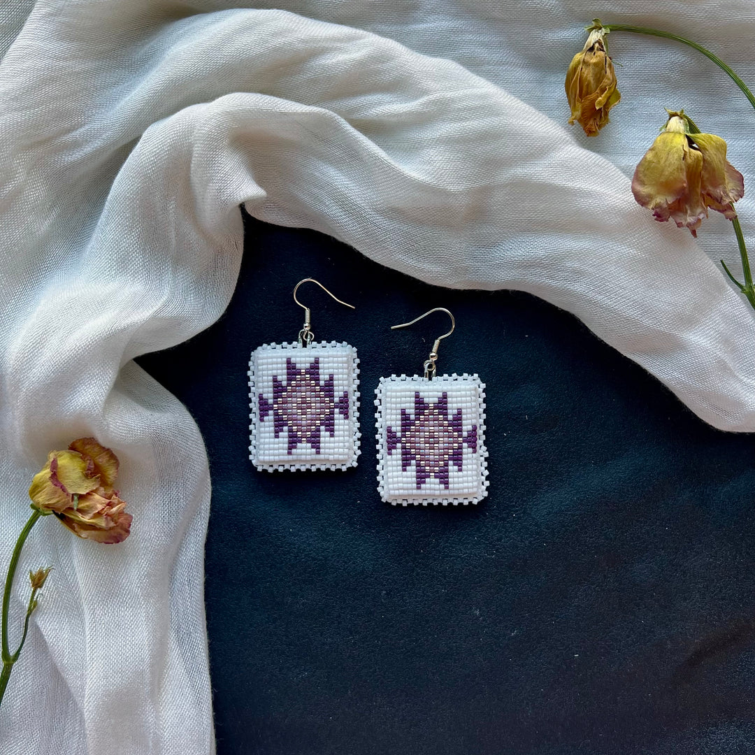 Beth Rose Designs Sage & Gold Loomed Earrings