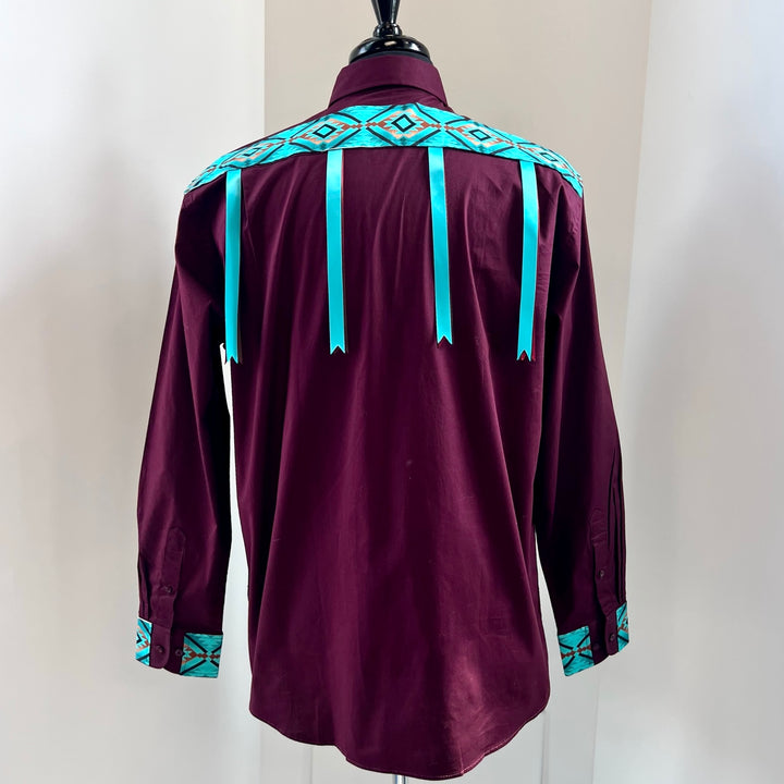 Vi's CREE-ations Wolf Men's Ribbon Shirt