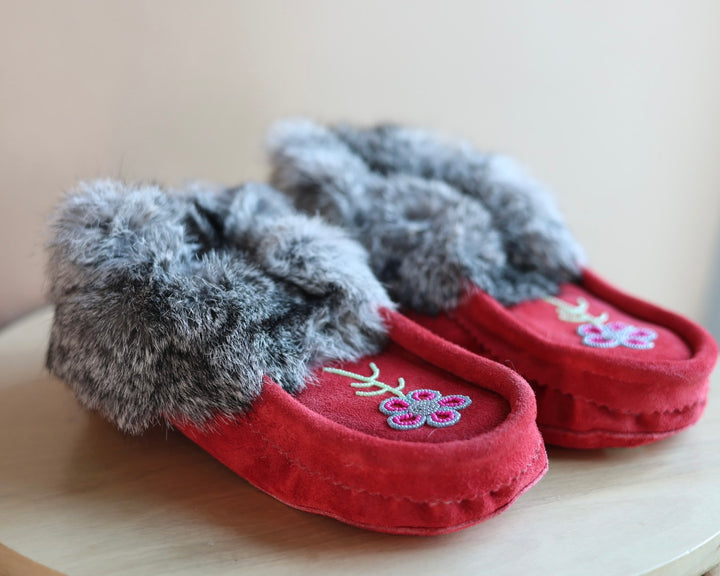 Ironstar Co. Red Moccasins With Flower Detail