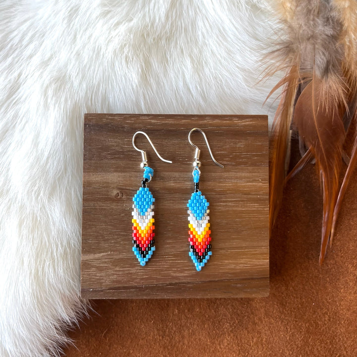 Dorothy B. Mini Peyote Feather Earrings