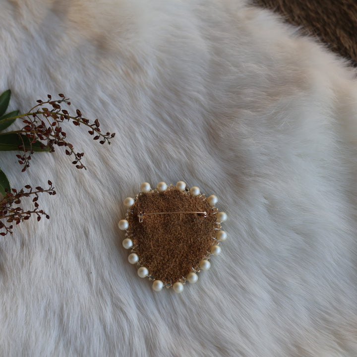 Mercedes G. Beaded Strawberry & Butterfly Charm Brooch