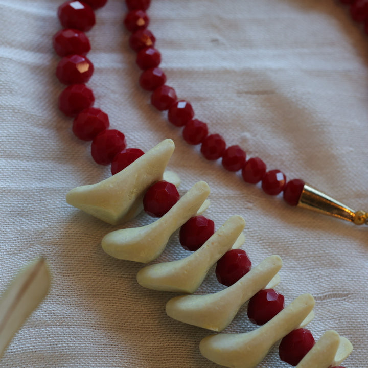 Dee Iyapes Red Elk Ivory Necklace
