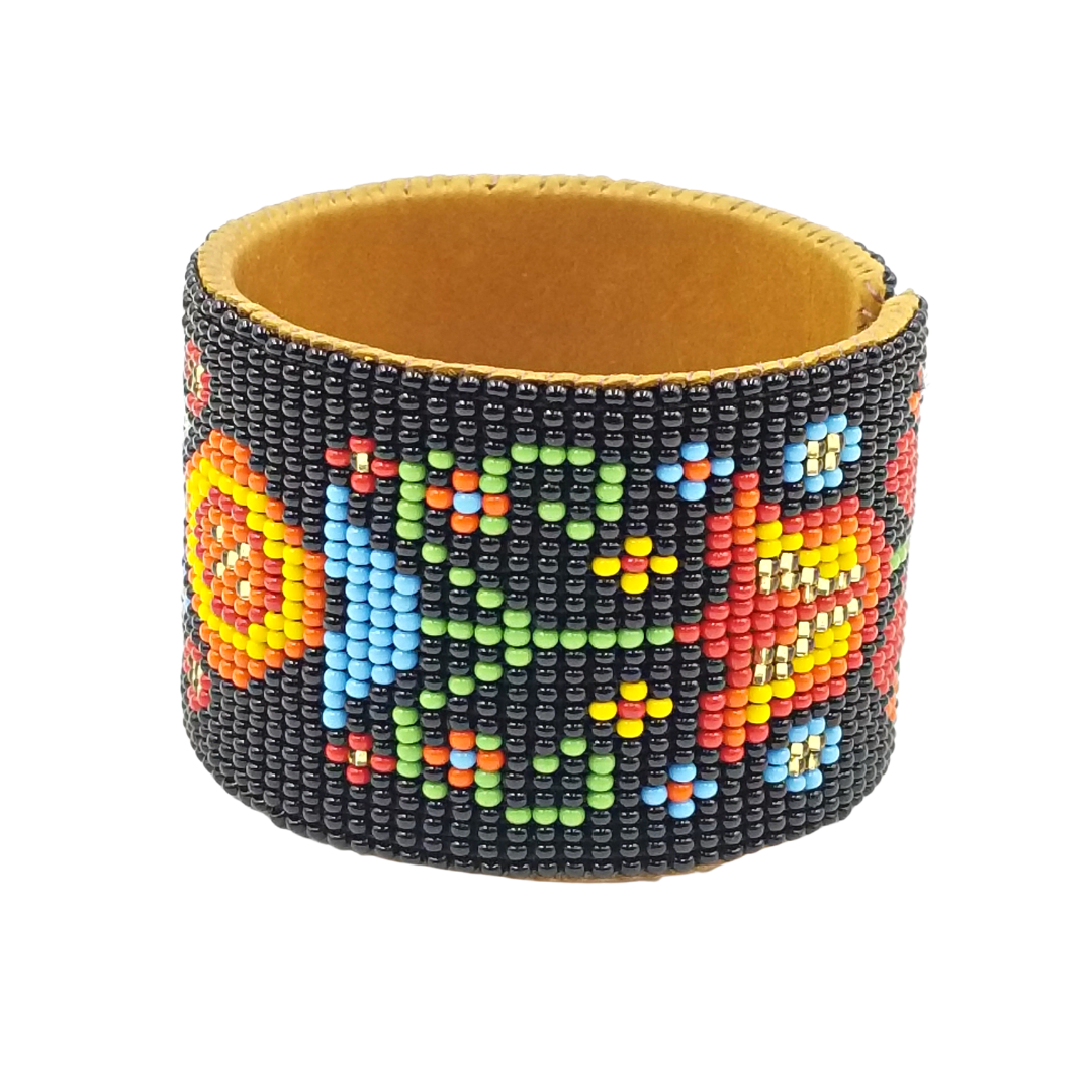 Tribal Roots Large Beaded Leather Cuff