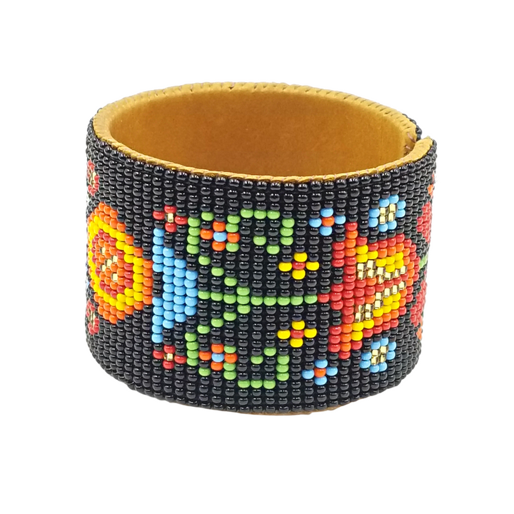 Tribal Roots Large Beaded Leather Cuff