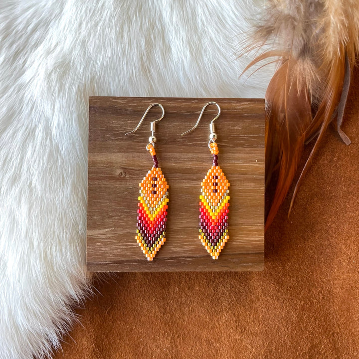 Dorothy B. Large Feather Peyote Earrings