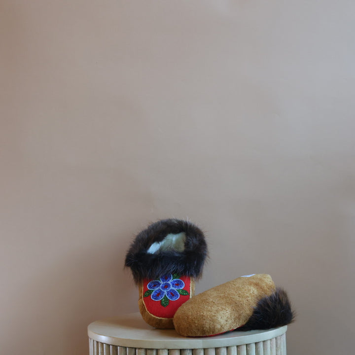Emily J. Felt & Blue Floral Moose Hide Moccasins