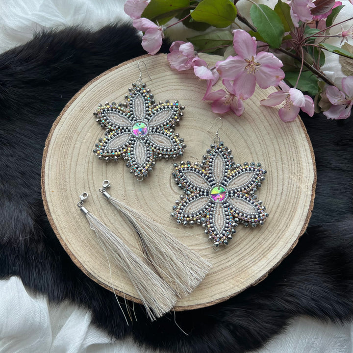 Ironstar Co. 6 Petal Floral Convertible Beaded Earrings