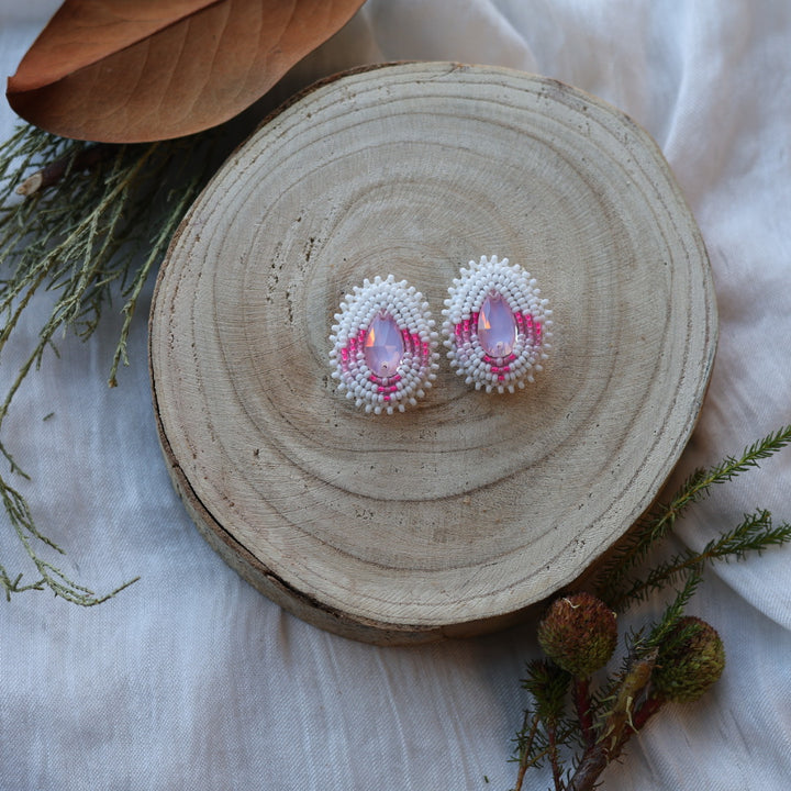 Boreal Forest Beads Gem Teardrop Beaded Earrings