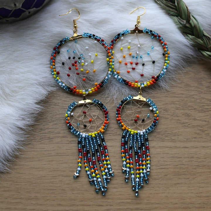 Clear Sky Woman Tiered Dreamcatcher Earrings