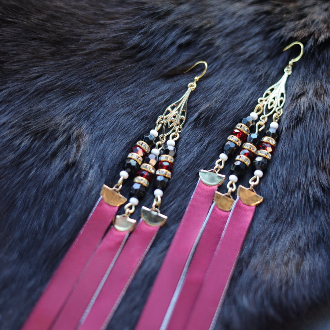Helen Oro Designs Burgundy Ribbon Earrings