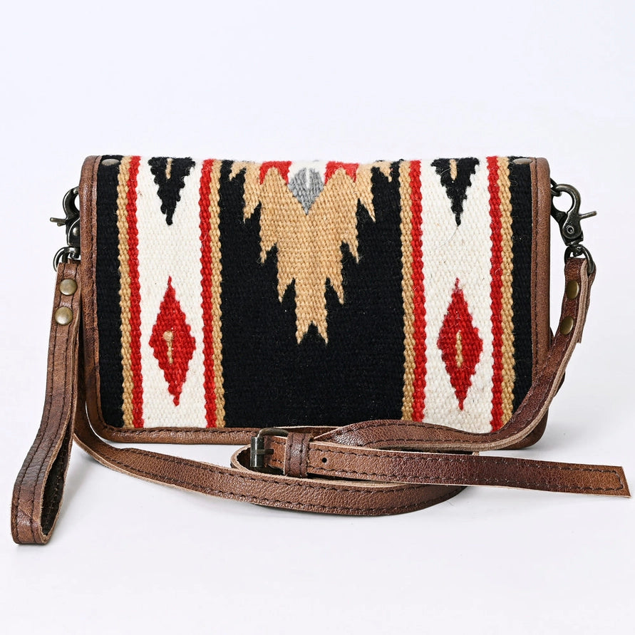 LS Western Black Star Sierra Genuine Leather Crossbody Bag