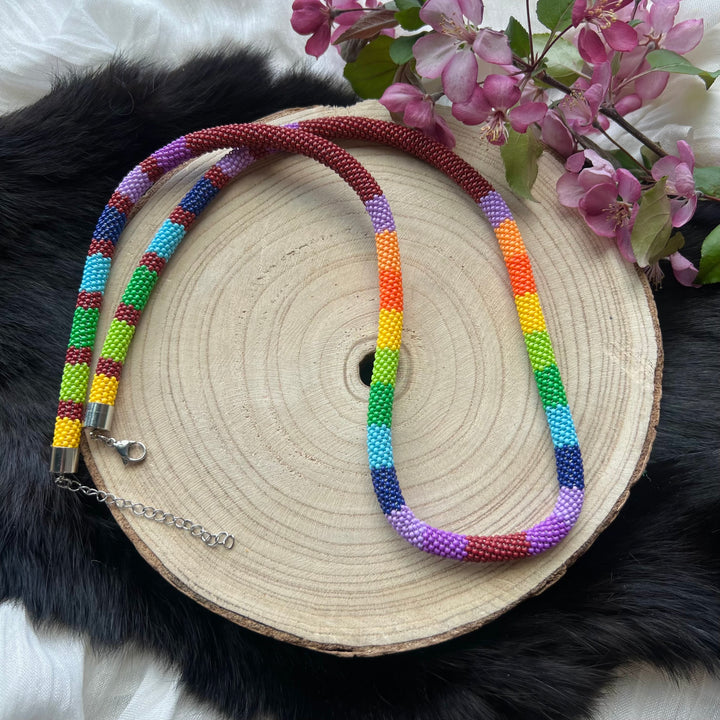 Ironstar Co. Rainbow Peyote Beaded Necklace