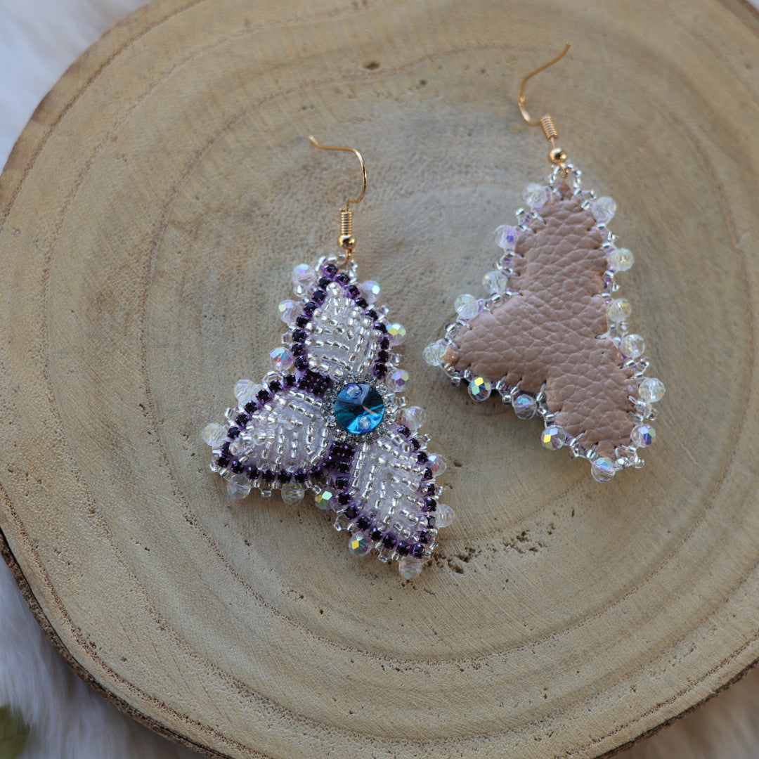 Mercedes G. Petite Silver Raised Half Floral Earrings