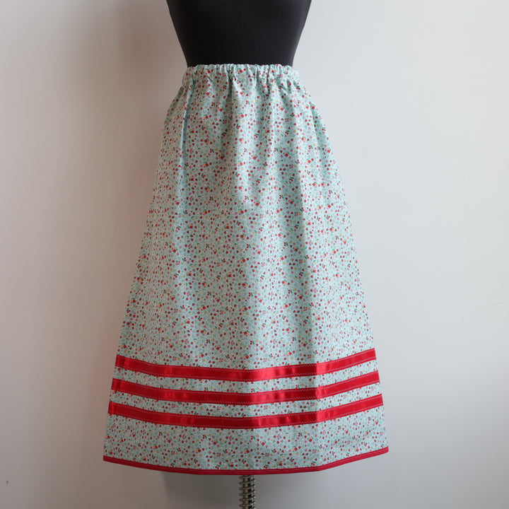 Vi's CREE-ations Blue Floral Berry Ribbon Skirt