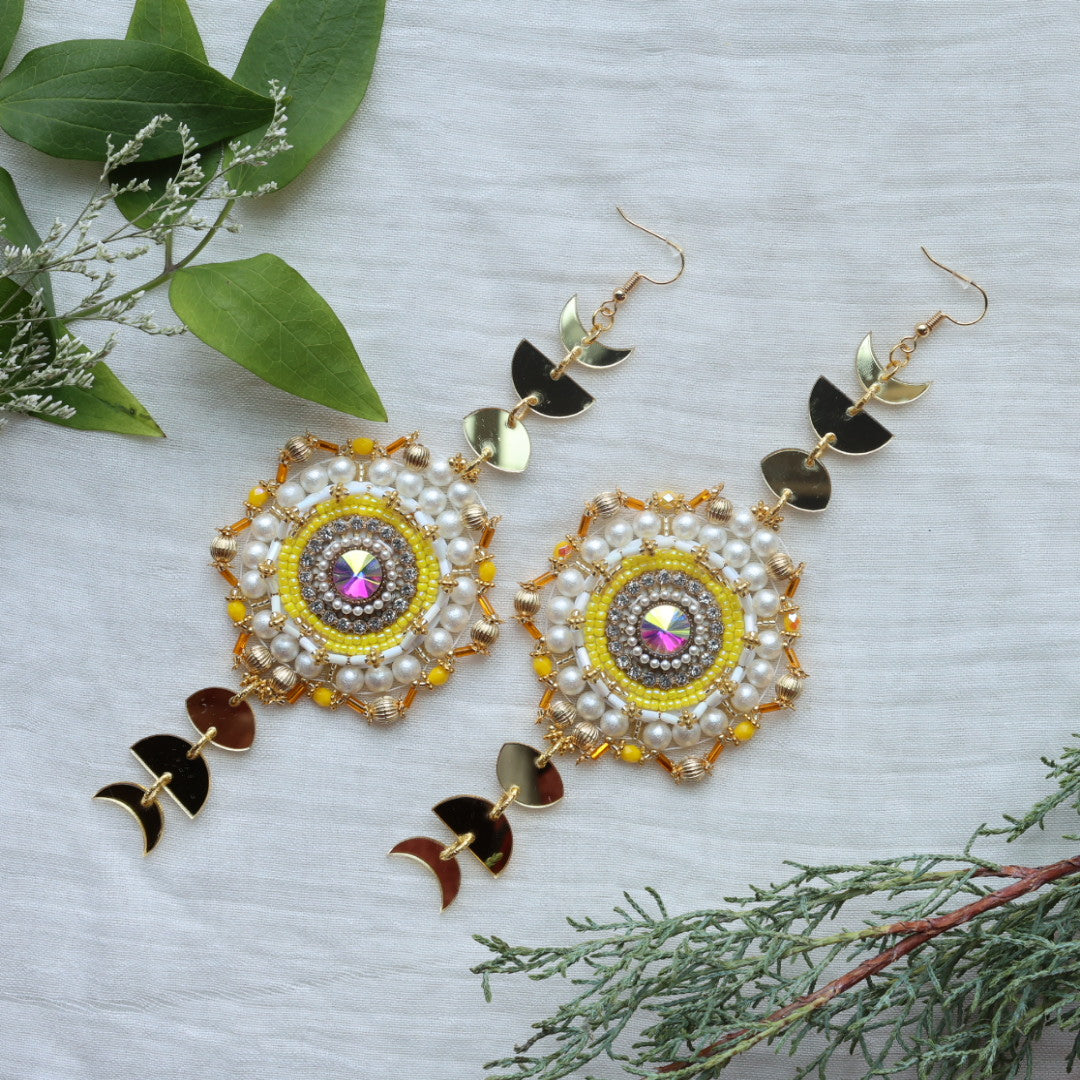 Kristina Cardinal Gold Moon Phase Earrings