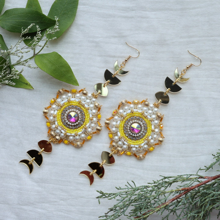 Kristina Cardinal Gold Moon Phase Earrings