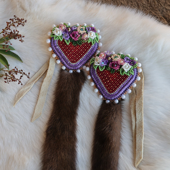 Mercedes G. Beaded Strawberry Hair Ties With Mink Detail