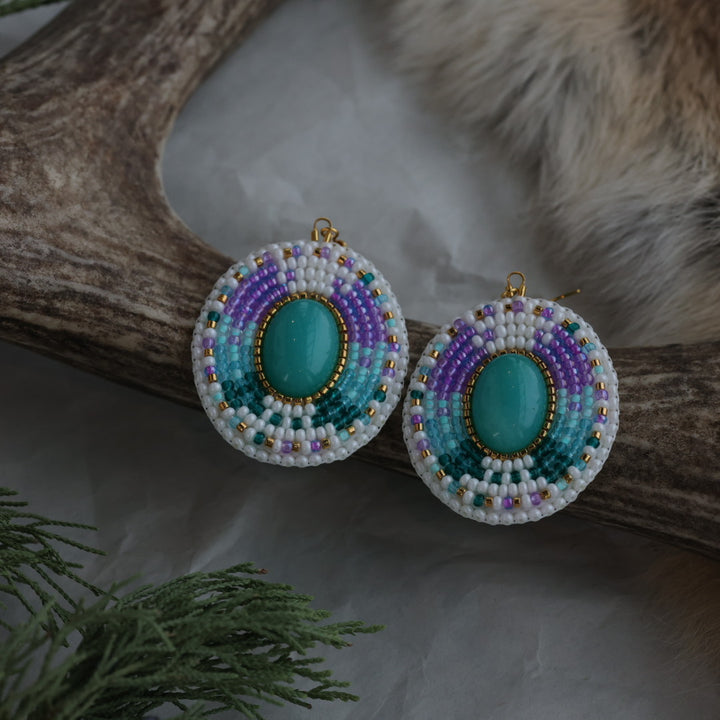 Keegan W. Teal Jade Stone Beaded Earrings
