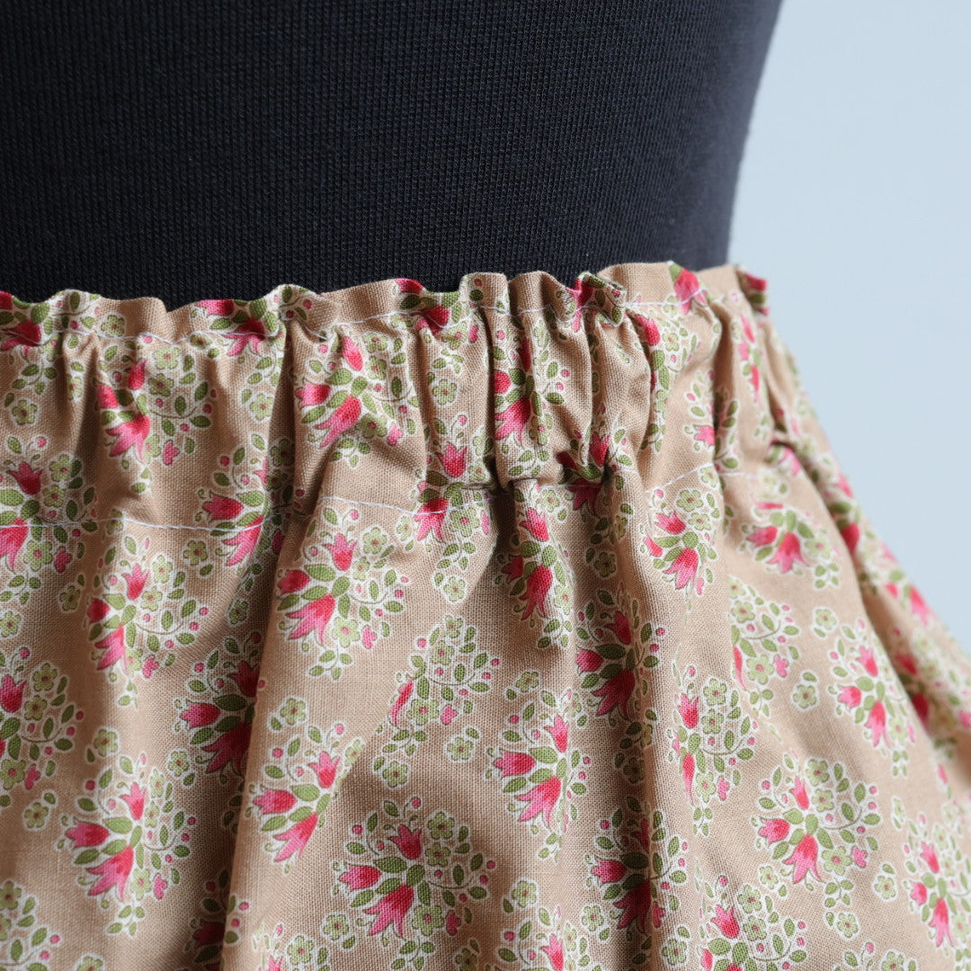 Vi's CREE-ations Tan Floral Ribbon Skirt