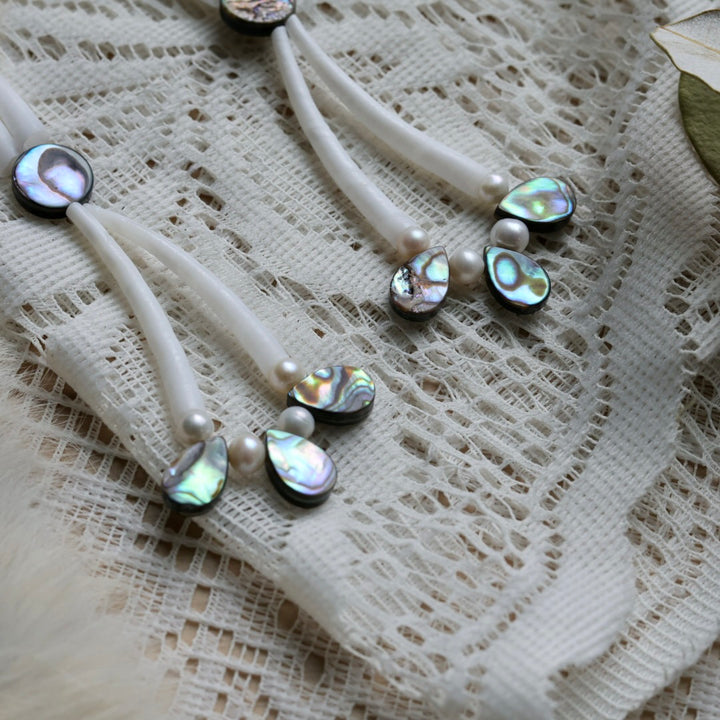 Prairie Sage Beadwork 3 Tier Loop Dentallium Drop Earrings